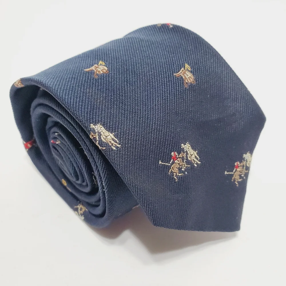 Polo Ralph Lauren Blue Geometric Men's Designer Silk Neck Tie Jacquard Fabric - Picture 1 of 5